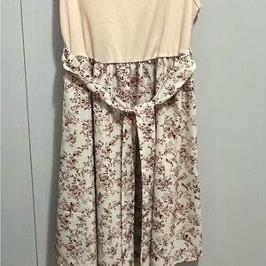 SHEIN Cream and Brown Floral Dress